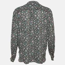 Isabel Marant Etoile Dark Green Printed Crepe Top XL