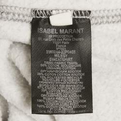 Pre Owned Isabel Marant Etoile Grey Logo Flocked Cotton Hooded Sweatshirt M