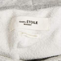 Pre Owned Isabel Marant Etoile Grey Logo Flocked Cotton Hooded Sweatshirt M