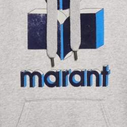 Pre Owned Isabel Marant Etoile Grey Logo Flocked Cotton Hooded Sweatshirt M