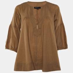 Pre Owned Isabel Marant Etoile Brown Wool Flared Blouse M