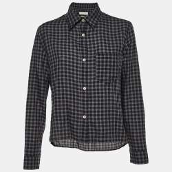 Pre Owned Isabel Marant Etoile Black Checkered Tencel Oversized Button Front Shirt M