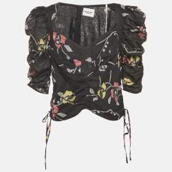 Pre Owned Isabel Marant Etoile Black Printed Cotton Galaor Top XL