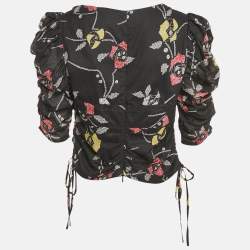 Pre Owned Isabel Marant Etoile Black Printed Cotton Galaor Top XL