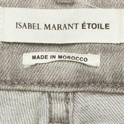 Pre Owned Isabel Marant Etoile Grey Washed Denim Embroidered Trim Jeans XL Waist 32"