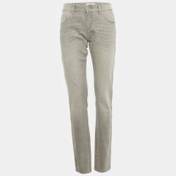 Pre Owned Isabel Marant Etoile Grey Washed Denim Embroidered Trim Jeans XL Waist 32"