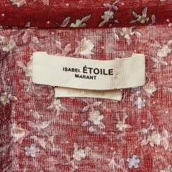 Pre Owned Isabel Marant Etoile Red Floral Printed Cotton Shirt M