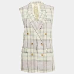 Pre Owned Isabel Marant Etoile Multicolor Checker Linen Vest & Shorts S