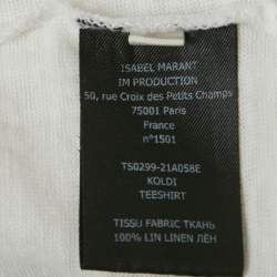 Pre Owned Isabel Marant Etoile White Foil Logo Print Linen Jersey Top S