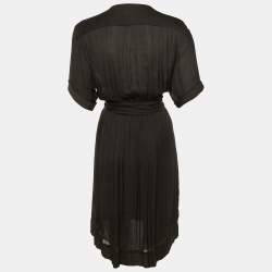 Pre Owned Isabel Marant Etoile Black Crepe Wrap Around Midi Dress S 