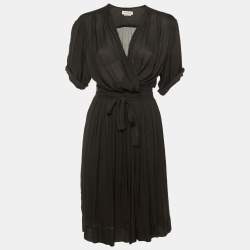 Pre Owned Isabel Marant Etoile Black Crepe Wrap Around Midi Dress S 