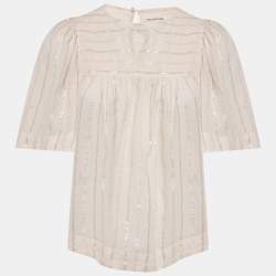 Pre Owned Isabel Marant Etoile Pink Lurex Striped Cotton Blouse M