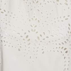 Pre Owned Isabel Marant Étoile White Broderie Anglaise Cotton Ruffled Blouse M