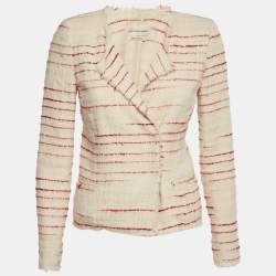 Pre Owned Isabel Marant Etoile Cream /Red Striped Tweed Glenn Jacket M