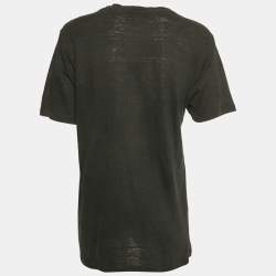 Pre Owned Isabel Marant Etoile Black Zewel Logo Linen T-Shirt S