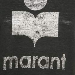 Pre Owned Isabel Marant Etoile Black Zewel Logo Linen T-Shirt S