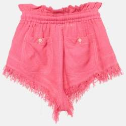 مملوكة مسبقًا Isabel Marant Pink Silk Gauze Frayed Talapiz Shorts S