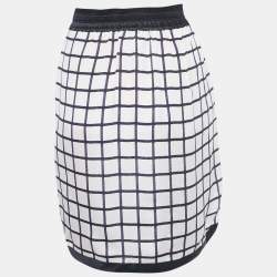 Pre Owned Isabel Marant Etoile White Windowpane Silk Skirt S