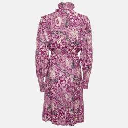Pre Owned Isabel Marant Etoile Pink Printed Crepe Cescott Midi Dress M
