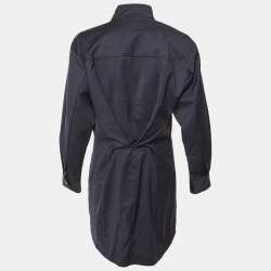 مملوكة مسبقًا فســتان إيــزابيل مــارانـت إيتــوال بنمط صــوف أزرق داكن بخطوط ملتفة ميني مقاس متوسط