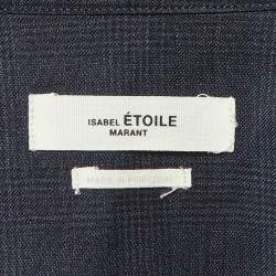 مملوكة مسبقًا فســتان إيــزابيل مــارانـت إيتــوال بنمط صــوف أزرق داكن بخطوط ملتفة ميني مقاس متوسط