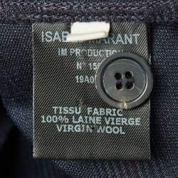 مملوكة مسبقًا فســتان إيــزابيل مــارانـت إيتــوال بنمط صــوف أزرق داكن بخطوط ملتفة ميني مقاس متوسط