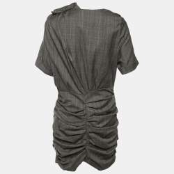 Pre Owned Isabel Marant Etoile Grey Patterned Wool Draped Midi Dress M