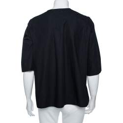 Pre Owned Isabel Marant Etoile Black Cotton Pintuck Embroidered Detail Blouse S