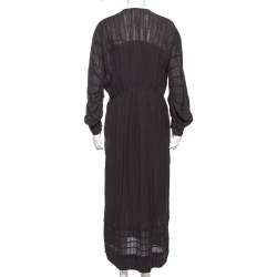 Isabel Marant Etoile Black Knit Buttoned Shoulder Detail Maxi Dress S
