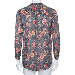 Isabel Marant Etoile Grey Floral Printed Silk Button Front Shirt S