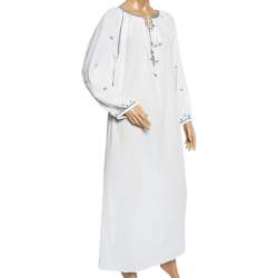 Pre Owned Isabel Marant Etoile White Cotton Embroidered Meadlon Dress S 