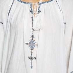 Pre Owned Isabel Marant Etoile White Cotton Embroidered Meadlon Dress S 
