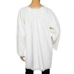Pre Owned Isabel Marant Etoile Cream Silk Linen Oversized Fringed Tunic S