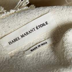 Pre Owned Isabel Marant Etoile Cream Silk Linen Oversized Fringed Tunic S