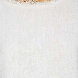 Pre Owned Isabel Marant Etoile Cream Silk Linen Oversized Fringed Tunic S