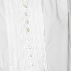 Pre Owned Isabel Marant Etoile White Cotton Pintuck Detailed Okina Blouse M