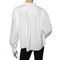 Pre Owned Isabel Marant Etoile White Cotton Pintuck Detailed Okina Blouse M