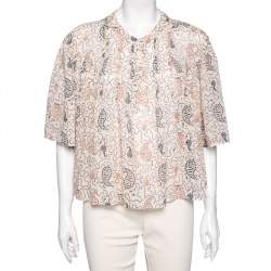 Pre Owned Isabel Marant Etoile Pale Pink Printed Cotton Algari Blouse M