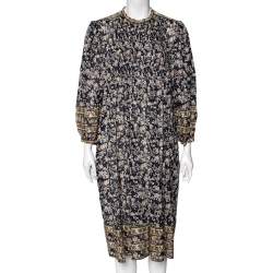 Pre Owned Isabel Marant Etoile Multicolored Floral Printed Cotton Pintuck Pleated Vanille Dress M