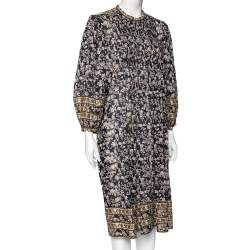 Pre Owned Isabel Marant Etoile Multicolored Floral Printed Cotton Pintuck Pleated Vanille Dress M