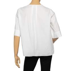 Isabel Marant Etoile White Cotton Pintuck and Ruffle Detailed Okina Blouse M