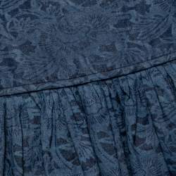 Pre Owned Isabel Marant Etoile Navy Blue Printed Denim Pleated Mini Skirt S