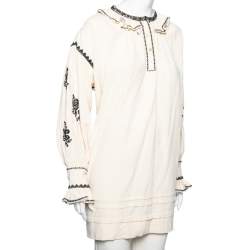 Isabel Marant Etoile Off White Embroidered Ruffled Oversized Top S