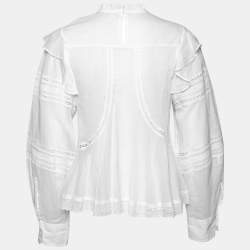 Isabel Marant Etoile White Cotton Lace Trimmed Blouse S