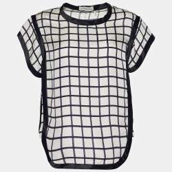 Isabel Marant Etoile White Check Print Silk Top XS