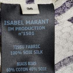 Isabel Marant Etoile White Check Print Silk Top XS