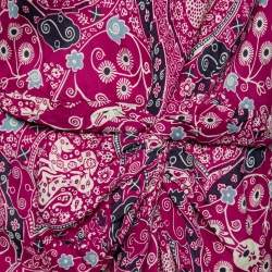 Pre Owned Isabel Marant Etoile Magenta Paisley Print Crepe Ruched Midi Dress L