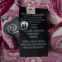Pre Owned Isabel Marant Etoile Magenta Paisley Print Crepe Ruched Midi Dress L