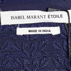 Pre Owned Isabel Marant Etoile Navy Blue Crepe Embroidered Axel Sheer Blouse M