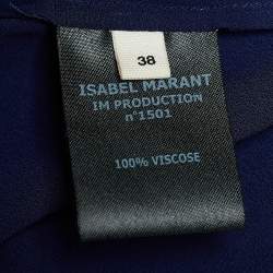 Pre Owned Isabel Marant Etoile Navy Blue Crepe Embroidered Axel Sheer Blouse M